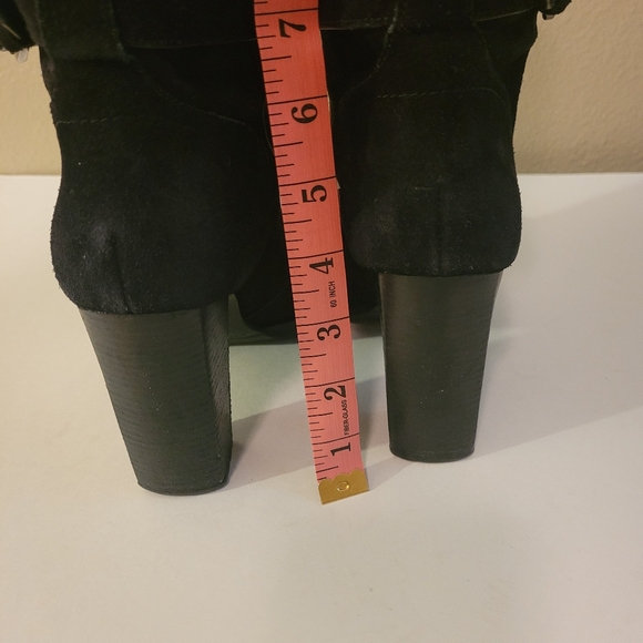 Sigerson Morrison Evanlee Dyed Shearling Black Suede Mid Calf Boot - Picture 5 of 9